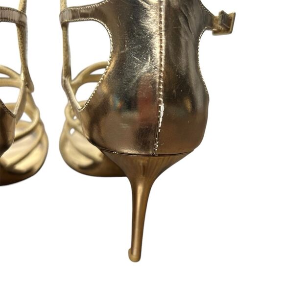 Jimmy Choo Gold Strappy Cage Heel Sandals Size 38 Stilettos - Picture 6 of 7